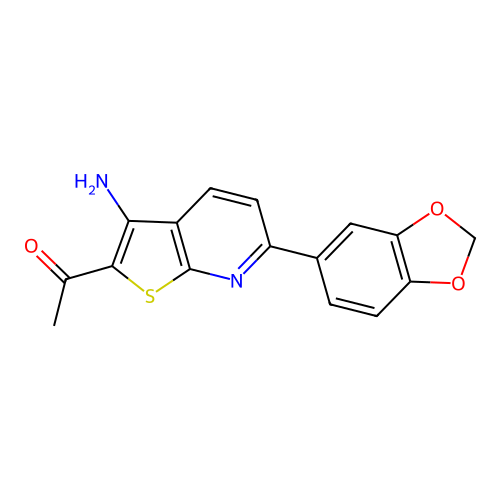 1-[3-Amino-6-(1,3-benzodioxol-5-yl)thieno[2,3-b]pyridin-2-yl]ethanone structure