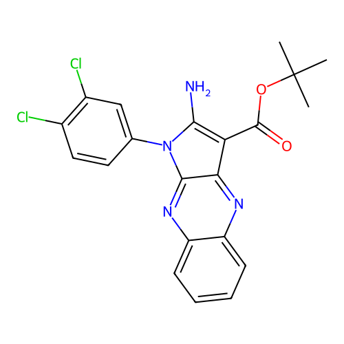 tert-butyl 2-amino-1-(3,4-dichlorophenyl)-1H-pyrrolo[2,3-b]quinoxaline-3-carboxylate structure