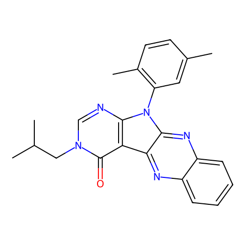 11-(2,5-dimethylphenyl)-3-isobutyl-3H-pyrimido[5',4':4,5]pyrrolo[2,3-b]quinoxalin-4(11H)-one structure