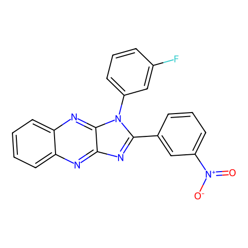 1-(3-fluorophenyl)-2-(3-nitrophenyl)-1H-imidazo[4,5-b]quinoxaline structure