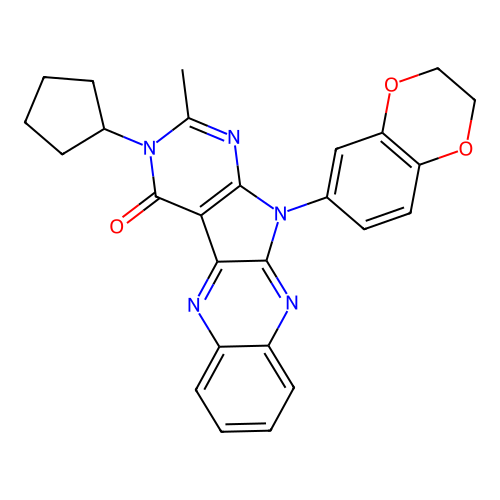 3-cyclopentyl-11-(2,3-dihydrobenzo[b][1,4]dioxin-6-yl)-2-methyl-3H-pyrimido[5',4':4,5]pyrrolo[2,3-b]quinoxalin-4(11H)-one structure