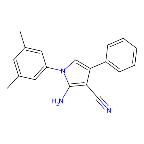 2-amino-1-(3,5-dimethylphenyl)-4-phenyl-1H-pyrrole-3-carbonitrile structure