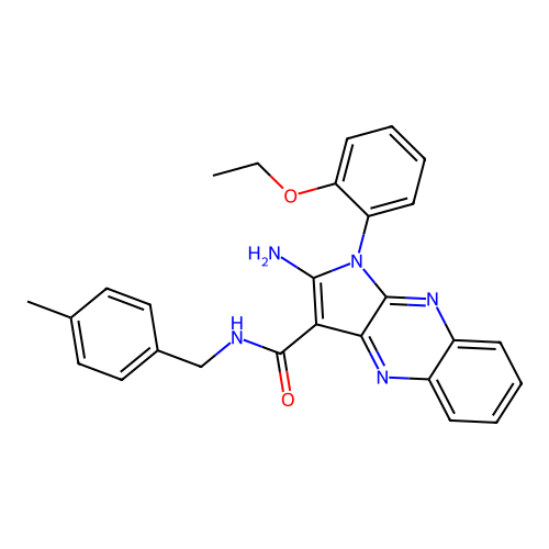 2-amino-1-(2-ethoxyphenyl)-N-(4-methylbenzyl)-1H-pyrrolo[2,3-b]quinoxaline-3-carboxamide structure