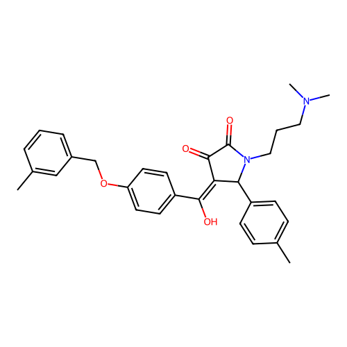 (4E)-1-[3-(dimethylamino)propyl]-4-(hydroxy{4-[(3-methylbenzyl)oxy]phenyl}methylidene)-5-(4-methylphenyl)pyrrolidine-2,3-dione structure