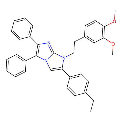 1-(3,4-dimethoxyphenethyl)-2-(4-ethylphenyl)-5,6-diphenyl-1H-imidazo[1,2-a]imidazole structure