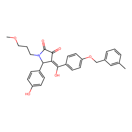 (4E)-4-(hydroxy{4-[(3-methylbenzyl)oxy]phenyl}methylidene)-5-(4-hydroxyphenyl)-1-(3-methoxypropyl)pyrrolidine-2,3-dione structure