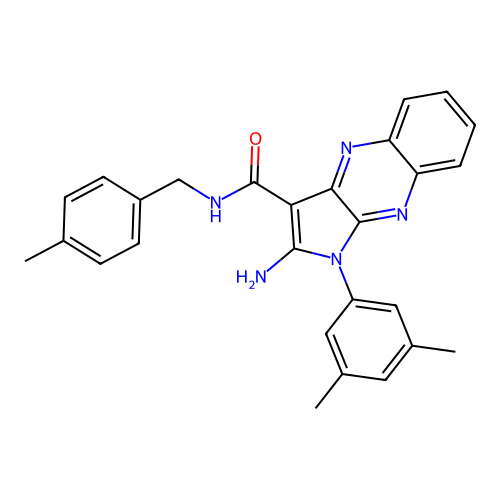2-amino-1-(3,5-dimethylphenyl)-N-(4-methylbenzyl)-1H-pyrrolo[2,3-b]quinoxaline-3-carboxamide structure