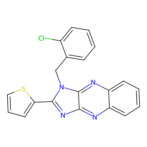1-(2-chlorobenzyl)-2-(thiophen-2-yl)-1H-imidazo[4,5-b]quinoxaline structure