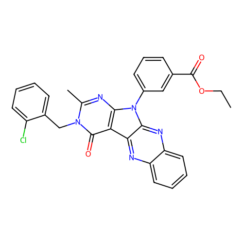 ethyl 3-(3-(2-chlorobenzyl)-2-methyl-4-oxo-3H-pyrimido[5',4':4,5]pyrrolo[2,3-b]quinoxalin-11(4H)-yl)benzoate structure
