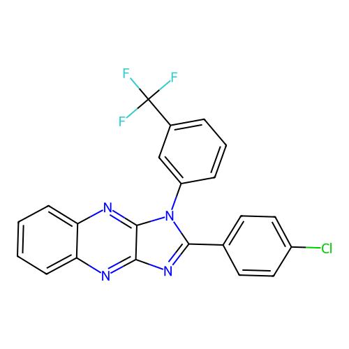 2-(4-chlorophenyl)-1-(3-(trifluoromethyl)phenyl)-1H-imidazo[4,5-b]quinoxaline structure