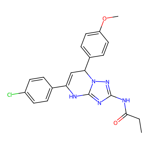 N-(5-(4-chlorophenyl)-7-(4-methoxyphenyl)-4,7-dihydro-[1,2,4]triazolo[1,5-a]pyrimidin-2-yl)propionamide structure