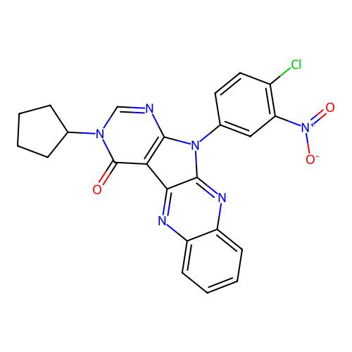 11-(4-chloro-3-nitrophenyl)-3-cyclopentyl-3H-pyrimido[5',4':4,5]pyrrolo[2,3-b]quinoxalin-4(11H)-one structure