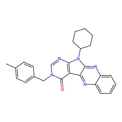 11-cyclohexyl-3-(4-methylbenzyl)-3,11-dihydro-4H-pyrimido[5',4':4,5]pyrrolo[2,3-b]quinoxalin-4-one structure