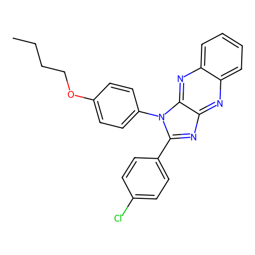 1-(4-butoxyphenyl)-2-(4-chlorophenyl)-1H-imidazo[4,5-b]quinoxaline structure