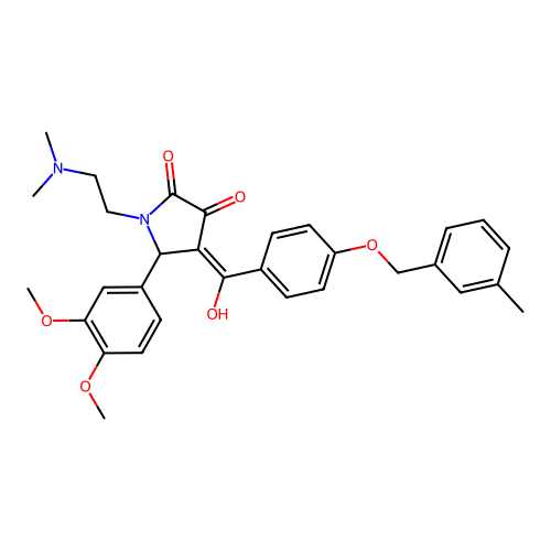(4E)-5-(3,4-dimethoxyphenyl)-1-(2-dimethylaminoethyl)-4-[hydroxy-[4-[(3-methylphenyl)methoxy]phenyl]methylidene]pyrrolidine-2,3-dione structure