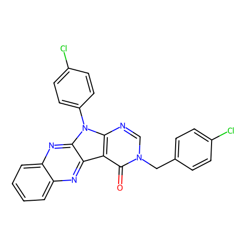 3-(4-chlorobenzyl)-11-(4-chlorophenyl)-3H-pyrimido[5',4':4,5]pyrrolo[2,3-b]quinoxalin-4(11H)-one structure