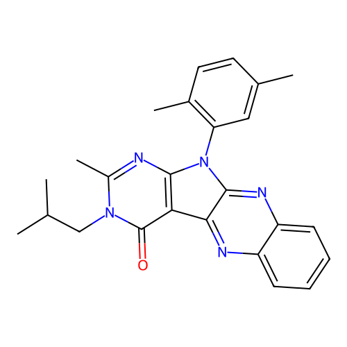11-(2,5-dimethylphenyl)-3-isobutyl-2-methyl-3H-pyrimido[5',4':4,5]pyrrolo[2,3-b]quinoxalin-4(11H)-one structure