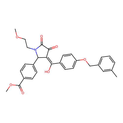 methyl 4-(4-hydroxy-1-(2-methoxyethyl)-3-(4-((3-methylbenzyl)oxy)benzoyl)-5-oxo-2,5-dihydro-1H-pyrrol-2-yl)benzoate structure