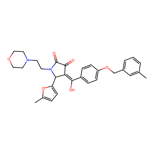 (4E)-4-(hydroxy{4-[(3-methylbenzyl)oxy]phenyl}methylidene)-5-(5-methylfuran-2-yl)-1-[2-(morpholin-4-yl)ethyl]pyrrolidine-2,3-dione structure