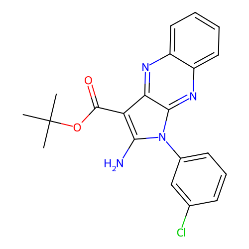 tert-butyl 2-amino-1-(3-chlorophenyl)-1H-pyrrolo[2,3-b]quinoxaline-3-carboxylate structure