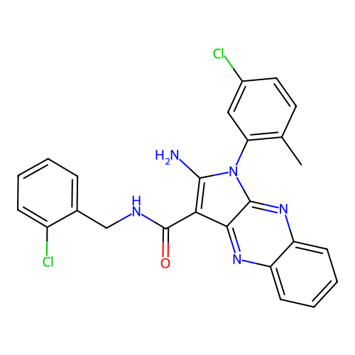 2-amino-1-(5-chloro-2-methylphenyl)-N-(2-chlorobenzyl)-1H-pyrrolo[2,3-b]quinoxaline-3-carboxamide structure