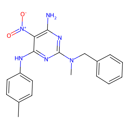 {4-Amino-6-[(4-methylphenyl)amino]-5-nitropyrimidin-2-yl}methylbenzylamine structure