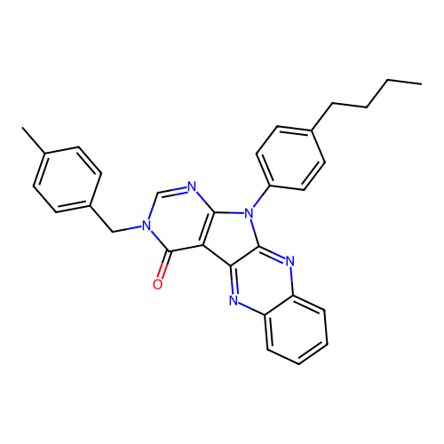 11-(4-butylphenyl)-3-(4-methylbenzyl)-3,11-dihydro-4H-pyrimido[5',4':4,5]pyrrolo[2,3-b]quinoxalin-4-one structure