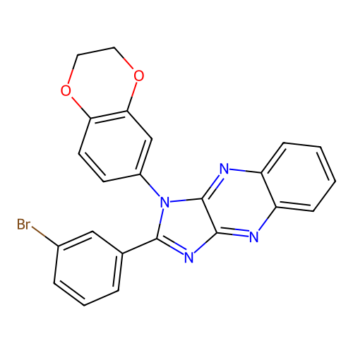 2-(3-bromophenyl)-1-(2,3-dihydro-1,4-benzodioxin-6-yl)-1H-imidazo[4,5-b]quinoxaline structure