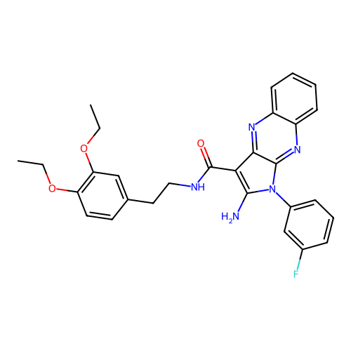 2-amino-N-(3,4-diethoxyphenethyl)-1-(3-fluorophenyl)-1H-pyrrolo[2,3-b]quinoxaline-3-carboxamide structure
