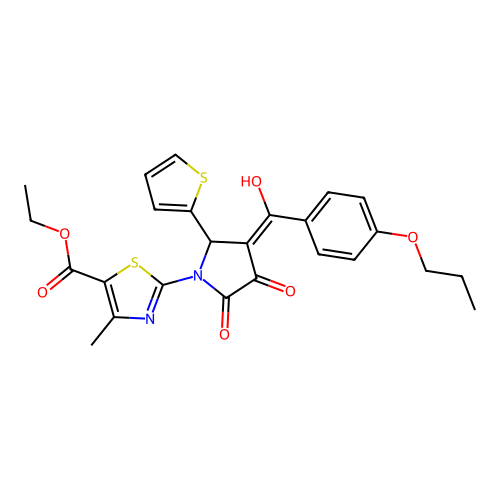 ethyl 2-(3-hydroxy-2-oxo-4-(4-propoxybenzoyl)-5-(thiophen-2-yl)-2,5-dihydro-1H-pyrrol-1-yl)-4-methylthiazole-5-carboxylate structure