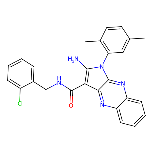 2-amino-N-(2-chlorobenzyl)-1-(2,5-dimethylphenyl)-1H-pyrrolo[2,3-b]quinoxaline-3-carboxamide structure