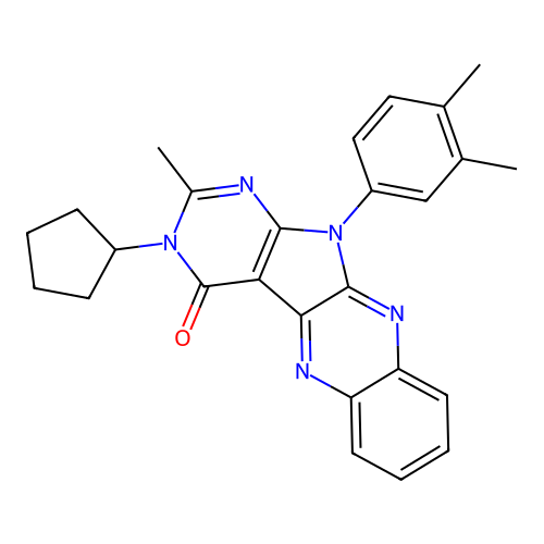 3-cyclopentyl-11-(3,4-dimethylphenyl)-2-methyl-3H-pyrimido[5',4':4,5]pyrrolo[2,3-b]quinoxalin-4(11H)-one structure