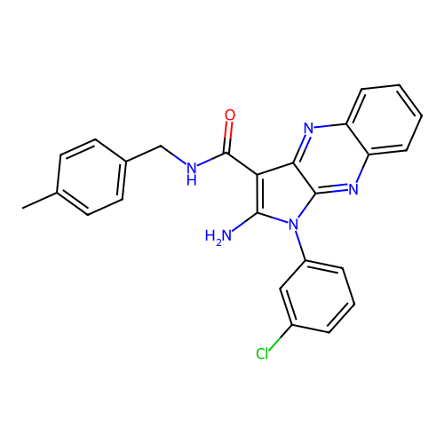 2-amino-1-(3-chlorophenyl)-N-(4-methylbenzyl)-1H-pyrrolo[2,3-b]quinoxaline-3-carboxamide structure