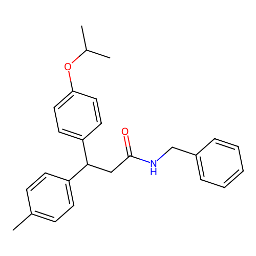 N-benzyl-3-(4-methylphenyl)-3-[4-(propan-2-yloxy)phenyl]propanamide structure