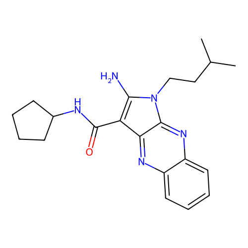 2-amino-N-cyclopentyl-1-(3-methylbutyl)-1H-pyrrolo[2,3-b]quinoxaline-3-carboxamide structure