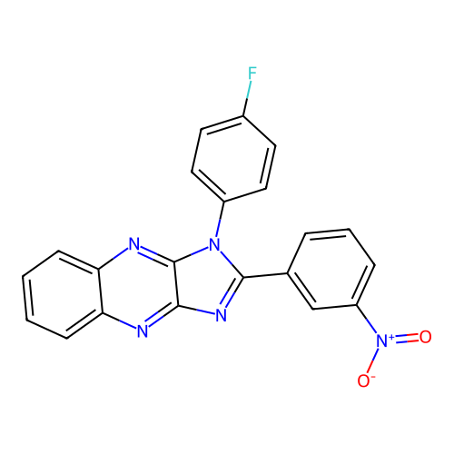 1-(4-fluorophenyl)-2-(3-nitrophenyl)-1H-imidazo[4,5-b]quinoxaline structure
