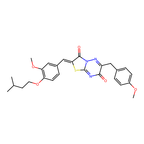 (2Z)-2-[[3-methoxy-4-(3-methylbutoxy)phenyl]methylidene]-6-[(4-methoxyphenyl)methyl]-[1,3]thiazolo[3,2-b][1,2,4]triazine-3,7-dione structure