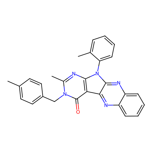 2-methyl-3-(4-methylbenzyl)-11-(2-methylphenyl)-3,11-dihydro-4H-pyrimido[5',4':4,5]pyrrolo[2,3-b]quinoxalin-4-one structure