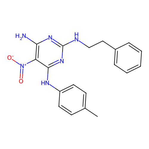 {6-Amino-5-nitro-2-[(2-phenylethyl)amino]pyrimidin-4-yl}(4-methylphenyl)amine structure