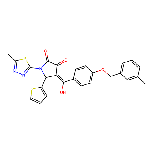 (4E)-4-(hydroxy{4-[(3-methylbenzyl)oxy]phenyl}methylidene)-1-(5-methyl-1,3,4-thiadiazol-2-yl)-5-(thiophen-2-yl)pyrrolidine-2,3-dione structure