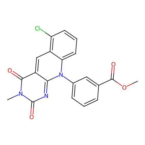 methyl 3-(6-chloro-3-methyl-2,4-dioxo-3,4-dihydropyrimido[4,5-b]quinolin-10(2H)-yl)benzoate structure
