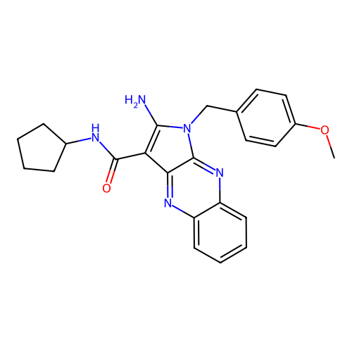 2-amino-N-cyclopentyl-1-(4-methoxybenzyl)-1H-pyrrolo[2,3-b]quinoxaline-3-carboxamide structure