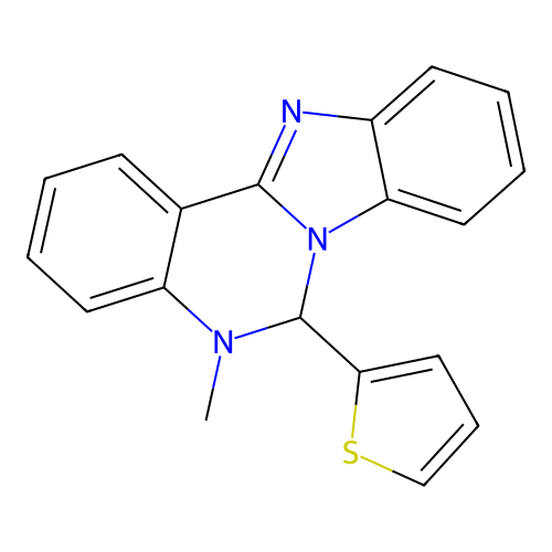 5-Methyl-6-(thiophen-2-yl)-5,6-dihydrobenzimidazo[1,2-c]quinazoline structure