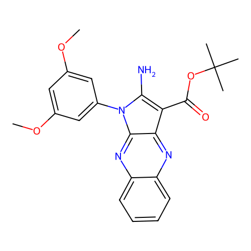 tert-butyl 2-amino-1-(3,5-dimethoxyphenyl)-1H-pyrrolo[2,3-b]quinoxaline-3-carboxylate structure