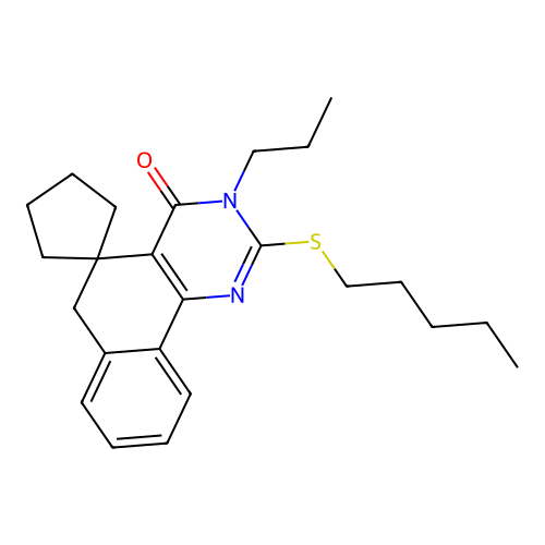 2-(pentylthio)-3-propyl-3H-spiro[benzo[h]quinazoline-5,1'-cyclopentan]-4(6H)-one structure