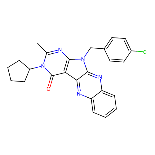 11-(4-chlorobenzyl)-3-cyclopentyl-2-methyl-3H-pyrimido[5',4':4,5]pyrrolo[2,3-b]quinoxalin-4(11H)-one structure