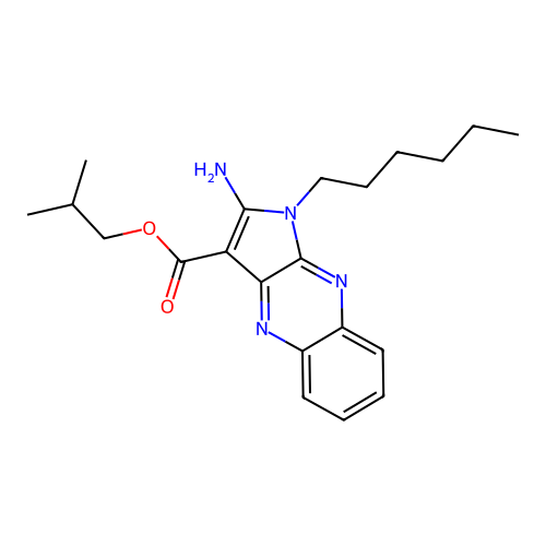 2-methylpropyl 2-amino-1-hexyl-1H-pyrrolo[2,3-b]quinoxaline-3-carboxylate structure