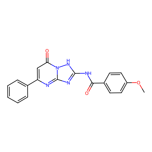N-(7-hydroxy-5-phenyl[1,2,4]triazolo[1,5-a]pyrimidin-2-yl)-4-methoxybenzamide structure
