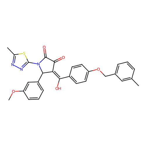 (4E)-4-(hydroxy{4-[(3-methylbenzyl)oxy]phenyl}methylidene)-5-(3-methoxyphenyl)-1-(5-methyl-1,3,4-thiadiazol-2-yl)pyrrolidine-2,3-dione structure