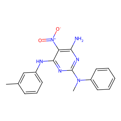 {4-Amino-6-[(3-methylphenyl)amino]-5-nitropyrimidin-2-yl}methylphenylamine structure